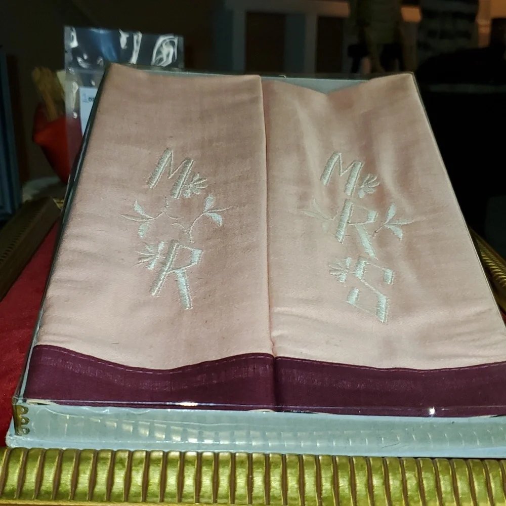 Vintage - His Hers Hand Towels - 1940s - WWII - Wedding - NIB